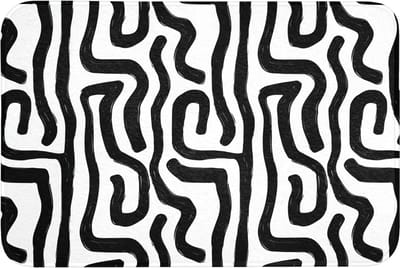 Badmat 90x60 cm - Antislip - Modern - Lijnen - Zwart - Badmatten voor badkamer - Badkamermat - Douchemat - Badkamer mat