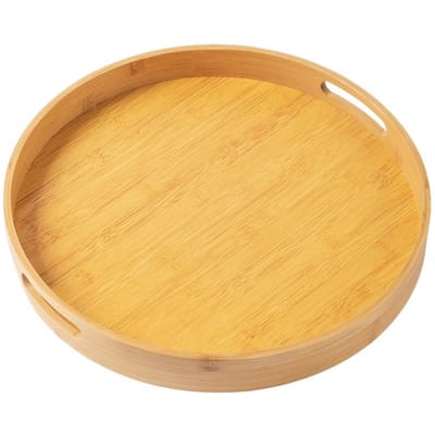 25/30/35/40cm Bamboe Pallet Ronde Serveerblad Met Handvatten Houten Opbergbak Tafel Opbergbord Voor Thuis Keuken Patio Feest XS orange