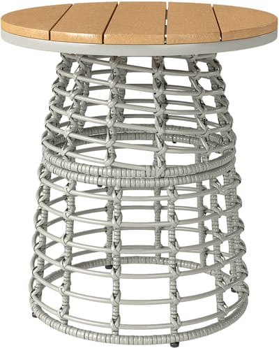 Outsunny-Rotan bijzettafel-Rotan-achtig geweven hars-45x45x50cm-Grijs