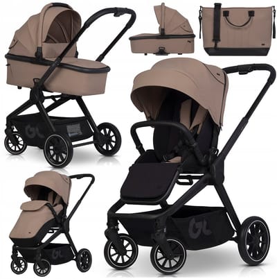 EasyGo REVA kinderwagen 3-in-1 met reiswieg, omkeerbare zitting en grote wielen