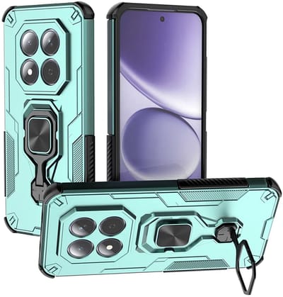 MobyDefend Hoesje - Geschikt voor Xiaomi Redmi Note 15 Pro 5G - Dubbelgelaagde Pantsercase Met Standaard - Turquoise