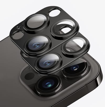 Camera Lens Protector voor iPhone 13 Pro Max en iPhone 13 Pro - 2 Stuks, Ultra Dun, Krasbestendig en Sterke Hechting, Veiligheidsglas en Aluminium Alloy (Zwart)