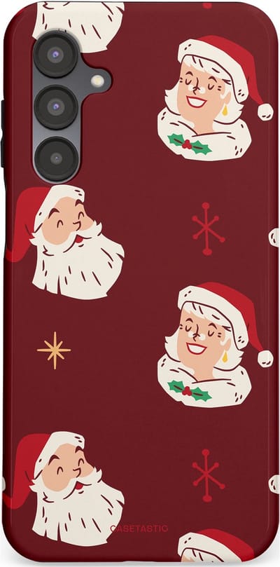 Casetastic hoesje geschikt voor Samsung Galaxy A16 - Dubbellaagse bescherming - Mr. & Ms. Santa - Kerst - Fashion Case - Bordeaux Lichtgrijs Taupe