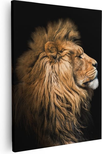 Artaza Canvas Schilderij Leeuwenkop - 40x50 cm - Muurdecoratie Dierenkop - Wanddecoratie Woonkamer - Kamer Accessoires Dieren