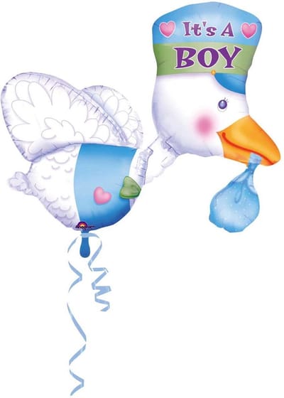 Qualatex - Folieballon Ooievaar Jongen