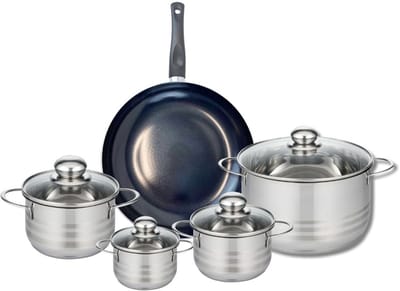 Set van 1 Koekenpan 28 cm en 4 kookpannen 12, 14, 16 en 24 cm Elo Prima Brillant