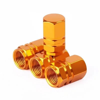 Ventieldoppen - Auto - Motor - 4 stuks - Aluminium - Autowiel Ventiel Doppen - Band - Velg - Steel Covers - Auto Stofdichte Band Cap - Voor Auto en Motoren - Goudkleur