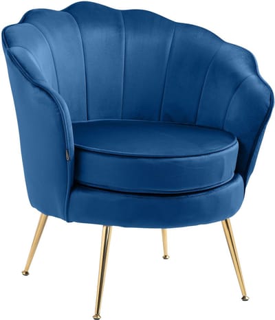 CLP Rosita Fauteuil - Met armleuning - Goudkleurig metalen frame - Velvet - Fluweel - blauw