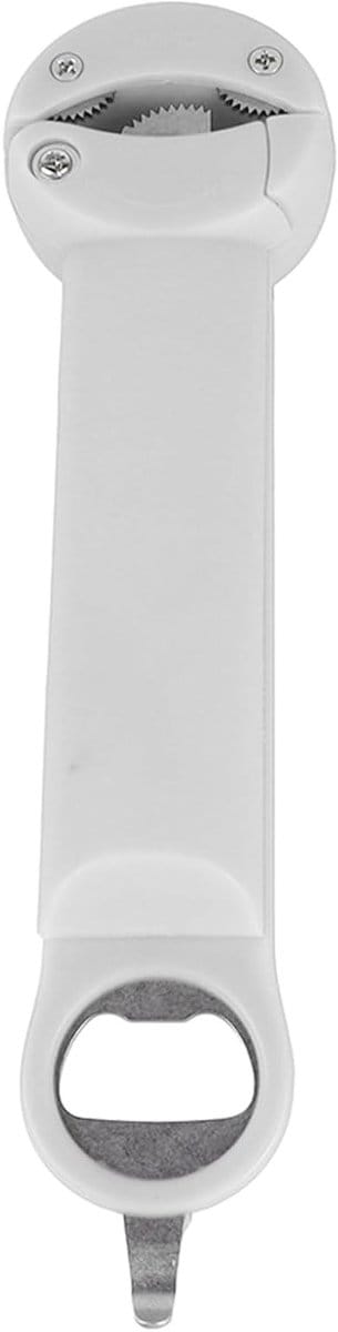 Verstelbare Flessenopener van RVS, 3-in-1 Multifunctionele Pot- en Flessenopener voor Mensen met Zwakke Handen, Kinderen en Ouderen, Beige