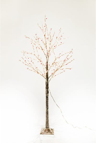 Feeric Christmas Lichtboom - bruin - 90 cm - 120 led lichtjes - warm wit - met besjes