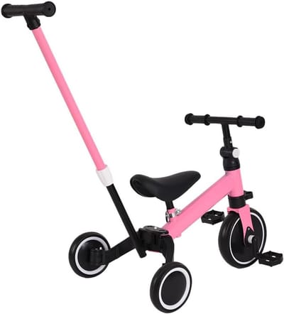 Kinder driewieler - Loopfiets baby - Buiten spelen - 3-in-1 ontwerp - 60 x 42 x 49 cm - Roze