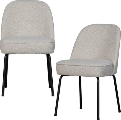 WOOOD Vogue Eetkamerstoelen - Bouclé - Naturel - Set van 2