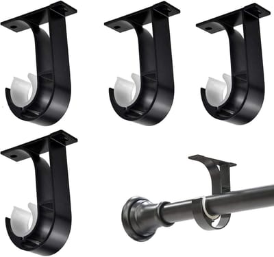 Zware plafondsteunen voor gordijnroedes, aluminium legering, geschikt voor 25mm tot 30mm gordijnstangen, 4 stuks set voor optimale ondersteuning
