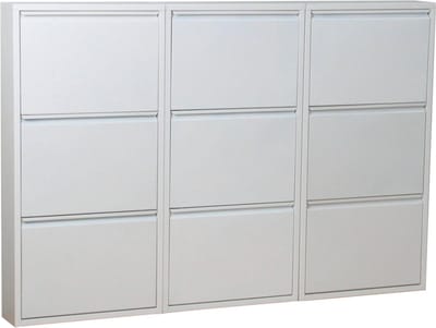 Naturn Living Metalen schoenenkast 9 - deurs - set van 3 | 166,5 x 17 x 108 cm | Functionele en compacte schoenenkast voor het stijlvol opbergen van jouw schoenen verzameling | Schoenenrek | Mat wit