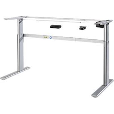 Standaard tafelframe, voor bureaubreedtes 1200-1800 mm, elektrisch in hoogte verstelbaar, H 725-1185 mm, C-voet, blank aluminium