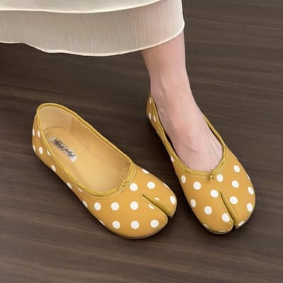 Bailamos Merk Split Toe Dames Platte Schoenen Stippen Boot Schoenen Zachte Platte Hak Dames Elegante Jurk Enkele Schoenen Ballet S 40 beige