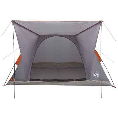 vidaXL - Kamperen - tent - 4-persoons - Grijs - en - Oranje - Polyester - en - Staal