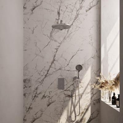 Brauer Chrome Carving Thermostatische Regendoucheset Inbouw - Hoofddouche 30 cm - Rechte Wandarm - 3 Weg - Handdouche 3 Standen - Doucheslang - Wandaansluitbocht - Chroom