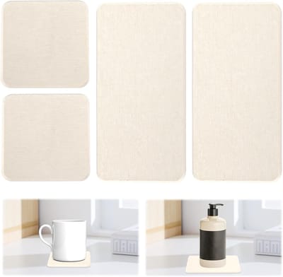Waterabsorberende Coasters van Diatomiet - Set van 4 voor Keuken en Badkamer, Ideaal voor Afvoer, Zeepdispenser en Badmat