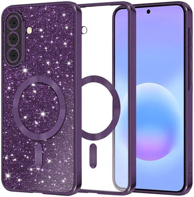 Hoesje geschikt voor Samsung Galaxy A57 - Techsuit Luxury Glitter Back Cover - Geschikt voor MagSafe - Donkerpaars