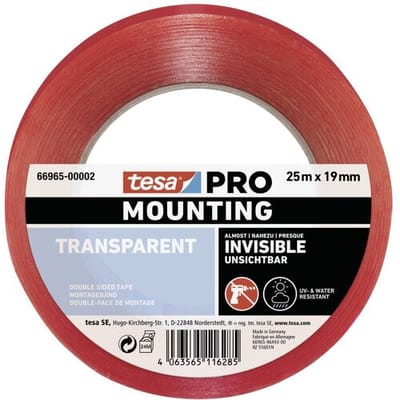 tesa Mounting PRO Transparent 66965-00002-00 Montagetape Transparant (l x b) 25 m x 19 mm 1 stuk(s)