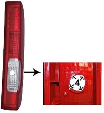 Achterlichtglas rechts Nissan Primastar Bus (x83). Model: 2001-03 - 2023-10-29