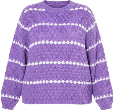 Studio Untold - Dames - Trui boxy model streep bubble-structuur - Purper - Maat 42+