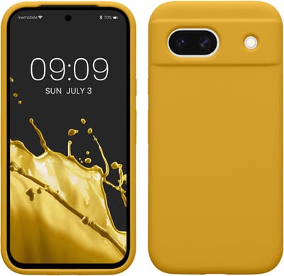 kwmobile telefoonhoesje geschikt voor Google Pixel 8a - Hoesje met siliconen coating - Smartphone case in honinggeel