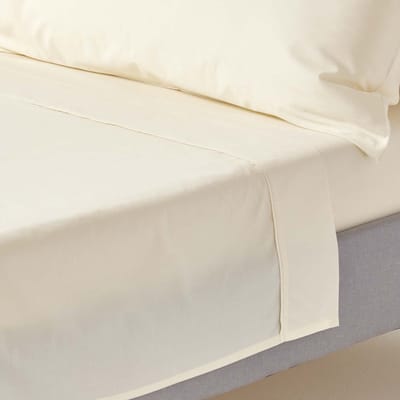 Homescapes Laken 230x260 cm – Crème – 100% Egyptisch Perkal Katoen – 200 Draaddichtheid