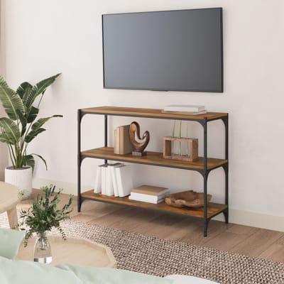 vidaXL - Boekenkast - 100x33x70,5 - cm - bewerkt - hout - en - staal - gerookt - eiken