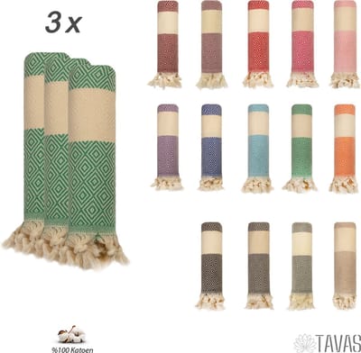 TAVAS Theedoeken & Keukendoeken Set – 3 x 50x90cm – Groen - 100% Katoen – Wafelstructuur – Sneldrogend – Zachte Handdoeken voor Keuken