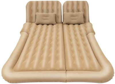 NordHaus Opblaasbaar Auto Luchtbed - Opblaasbare Automatras - Reis Matras - Inclusief Pomp en Kussens - Beige 174 x 126 cm