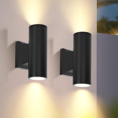 2 pack buiten wandlamp,GU10 aluminium bewegende muur verlichting,IP65 waterdicht binnen en buiten licht voor patio,tuin,hal,balkon,veranda,pad,enz.Lamp niet inbegrepen
