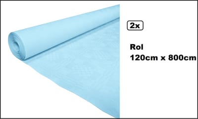2x Tafelrol tafelkleed licht blauw 120cm x 800cm papier - totaal 16 meter - Party diner food festival eten fun thema feest party