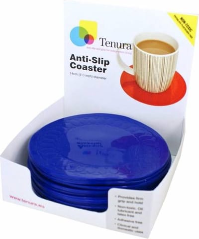 Anti-slip matten rond - blauw 14 cm display 25 st - Able2