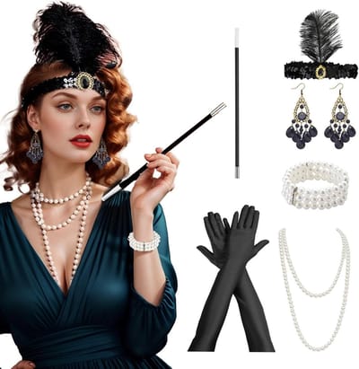 Dailygoody - 6-delige jaren 20-accessoireset - Gatsby-accessoires