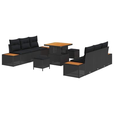 vidaXL - Tuinbank - Set - 9 - st - 8-Aantal - zitplaatsen - Zwart