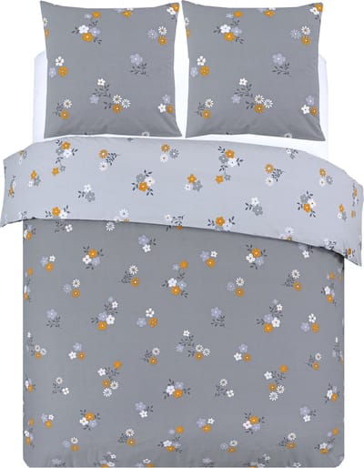 VISION Leila - Tweezijdig omkeerbaar Dekbedovertrekset - 100% katoen: zacht en soepel - Lits-jumeaux - Dekbedovertrek 240 x 220 cm met 2 bijhorende slopen - Grijs - Oekotex gecertificeerd