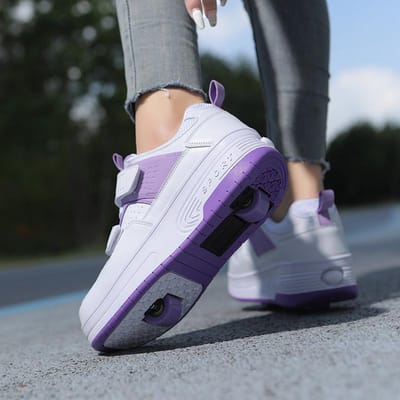 Kinderschoenen om weg te lopen Jongens Meisjes Volwassenen Burst Schoenen Dubbel Wiel Vliegende Schoenen Schoenen met Wielen Schoolmeisjes Rolschaatsen 37 gray