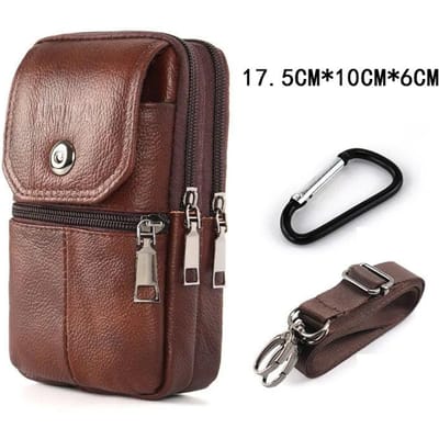 Heren leren telefoontas Multifunctionele koerierstas Outdoor werkriem Telefoonhoesje Waterdicht 17.5cm*6cm*10cm bruin