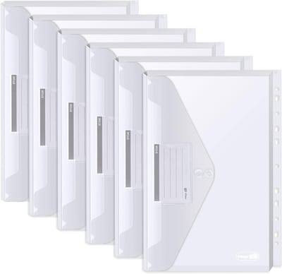 Uitbreidbare A4 Plastic Mappen Set van 20 Stuks, Documentenfolders met 2 Knoppen, Perforatie en Labelcompartiment voor Thuis en Kantoororganisatie