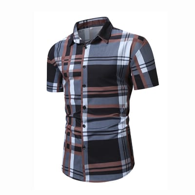 Casual Polo Blouse - Heren - Zwart - Mode - Engels - Ruiten - Blauw - Shirt