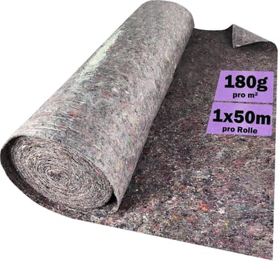 Schildersvlies 50m Rol, 180g/m² Antislip Afdekvlies met Waterdichte Kunststof Folie, Afdekking en Bescherming voor Vloer, 100cm Breed, Druppeldoeken, Schildervlies voor Behangen