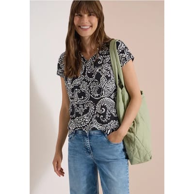 Shirt met V-hals en print