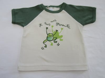 petit bateau , jongens , t-shirt korte mouw , beige /olyfgroen , kikker , 1 jaar 74