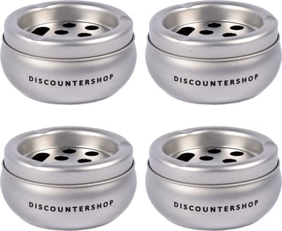 Asbakken Set van 4 Zilveren Aluminium Terrasasbakken - Stijlvolle Accessoires voor Buiten - Ø10cm - 5,5cm Hoog