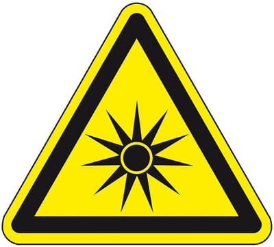 Waarschuwingsbord optische straling - kunststof - W027 150 mm