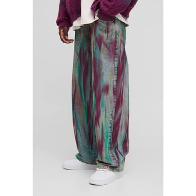 Baggy Rigid Paint Geborstelde Denim Jeans | Blue | Size 28R