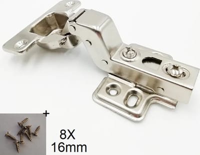 Scharnier Softclose binnenliggend 110° - Inclusief 8X 16mm schroeven - Potscharnier - Soft Close - Keukenscharnier