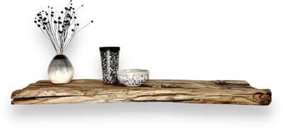 Zwevende rustiek eiken spoorweg wandplank 80 x 20 cm - Wandplank zwevend - Wandplank hout - Boomstam - Boomstam plank - Wandplanken zwevend - Wand plank